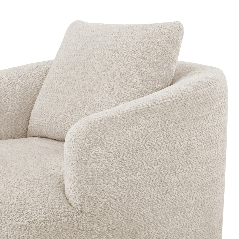 Upholstered Swivel Barrel Chair with Pillow