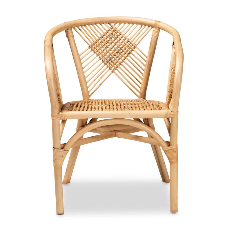Kagama Modern Bohemian Natural Brown Rattan Dining Chair