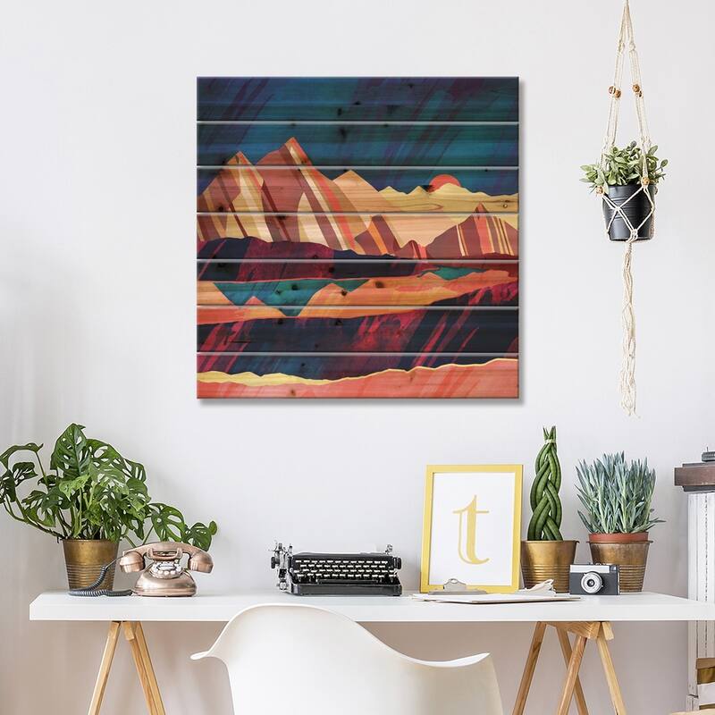 Desert Valley Print On Wood by SpaceFrog Designs - Multi-Color