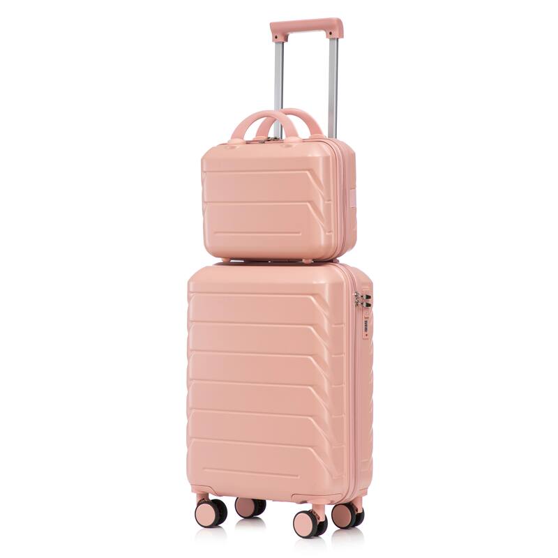 14"/20" ABS Spinner Wheel Luggage w/Combination Lock & Cosmetic Case