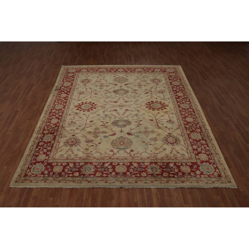 Hand Knotted Oriental 100% Wool Carpet Traditional Floral Beige & Ivories Chobi-Peshawar Area Rug - 11' 6'' X 8' 9''