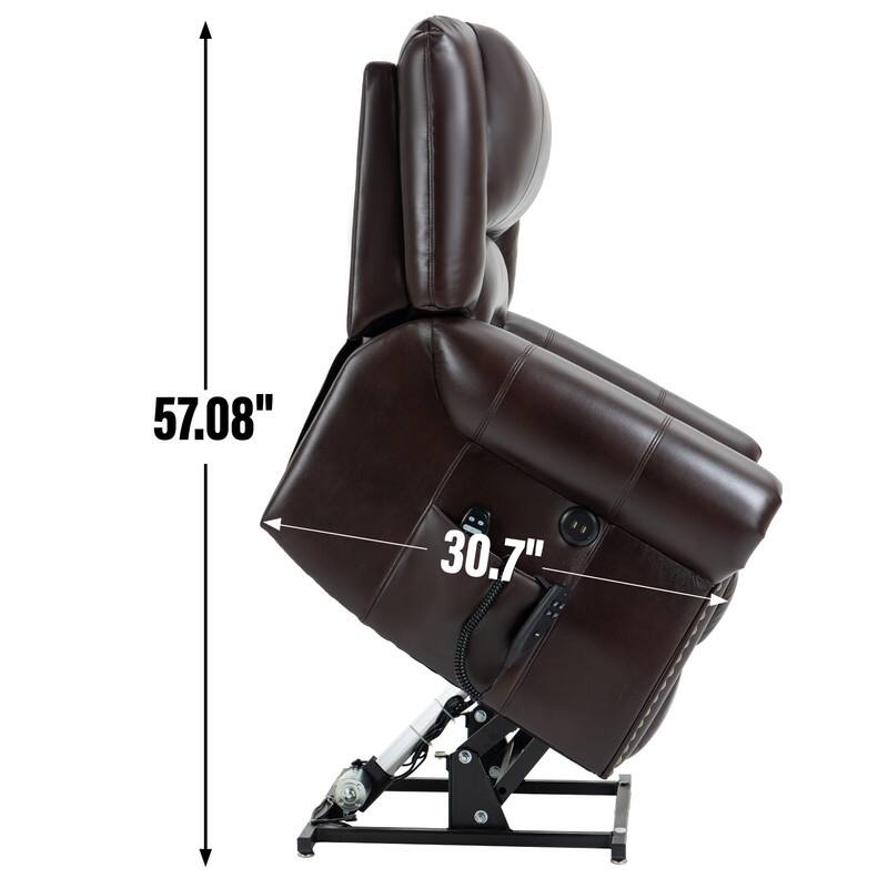 Power Lift Recliner Chair with Heat Massage - Dual Motor Heavy Duty, Faux Leather, 350 lbs Capacity