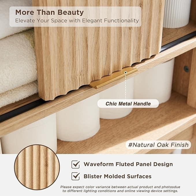 68" Tall Modern Over The Toilet Storage Cabinet, Tall Wood Space Saver