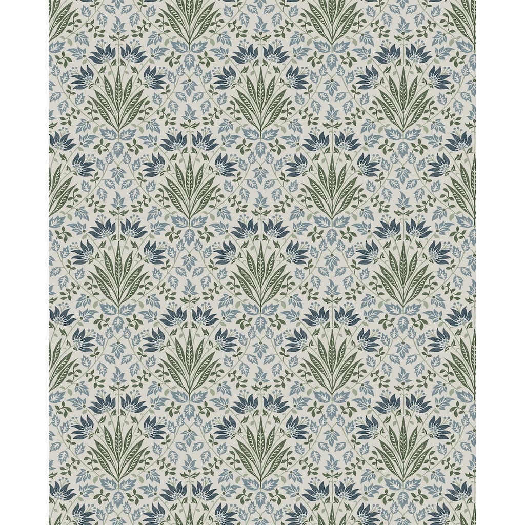 Chris Loves Julia x A-Street Prints Woodbury Blue Floral Damask Wallpaper