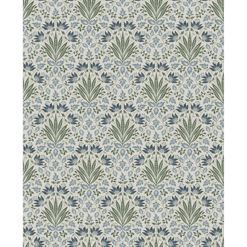 Chris Loves Julia x A-Street Prints Woodbury Blue Floral Damask Wallpaper