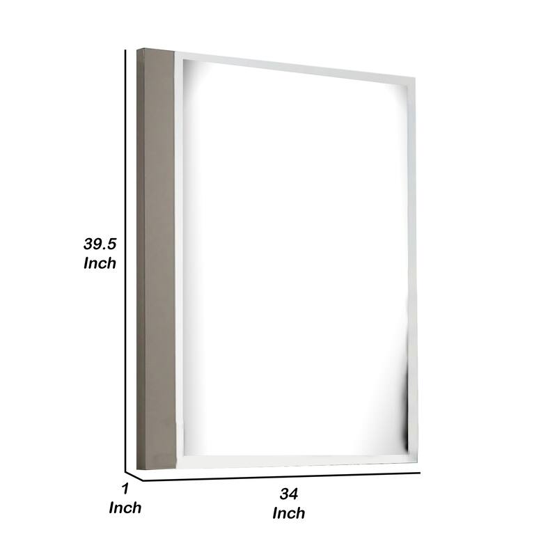 Suni Dresser Mirror, 40 Inch, Sleek Light Taupe Wood, Frameless Design - Light Taupe