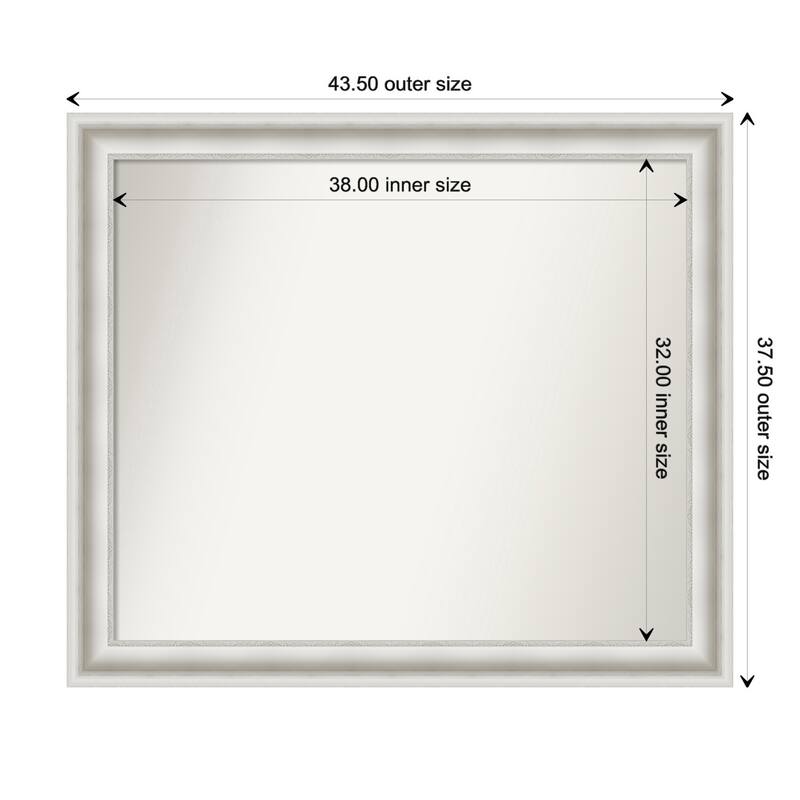 Parlor White Framed Non-Beveled Custom Wall Mirror, Bathroom Vanity Mirror - Outer Size: 43.5 x 37.5