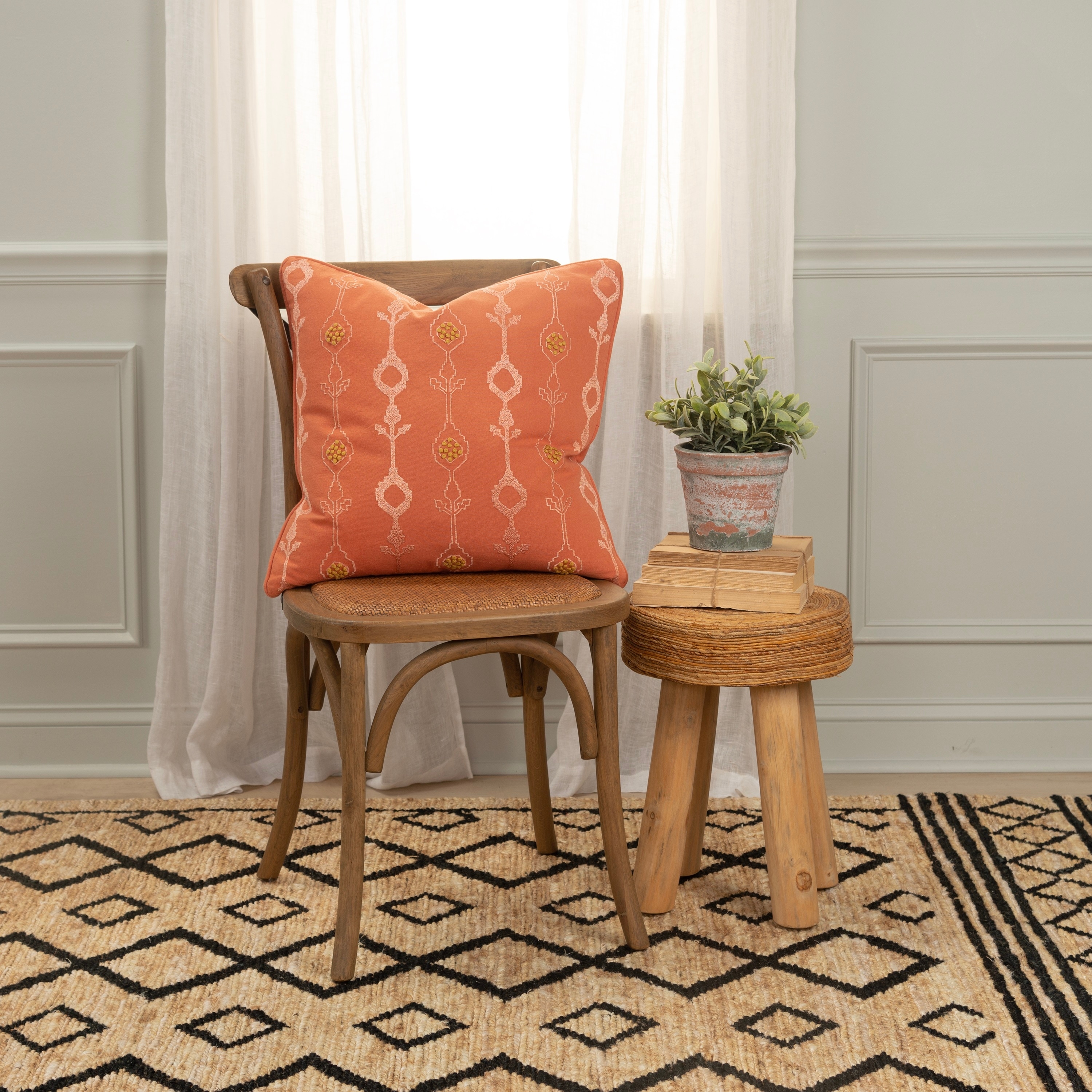 Rizzy Home Transitional Orange Down Filled Pillow - 20" x 20"