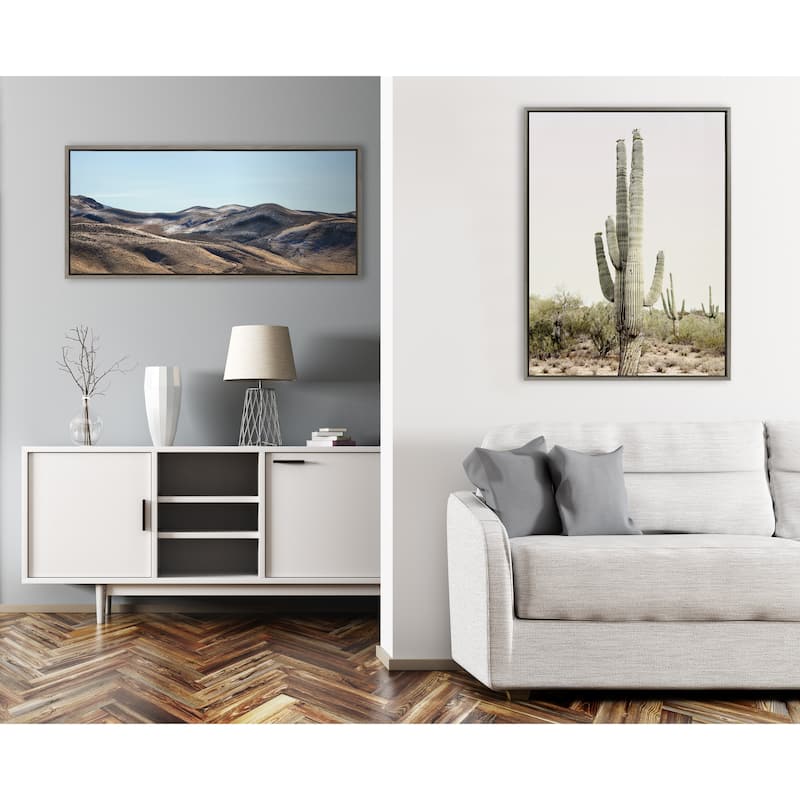 Kate and Laurel Sylvie Sunrise Cactus Framed Canvas by Amy Peterson