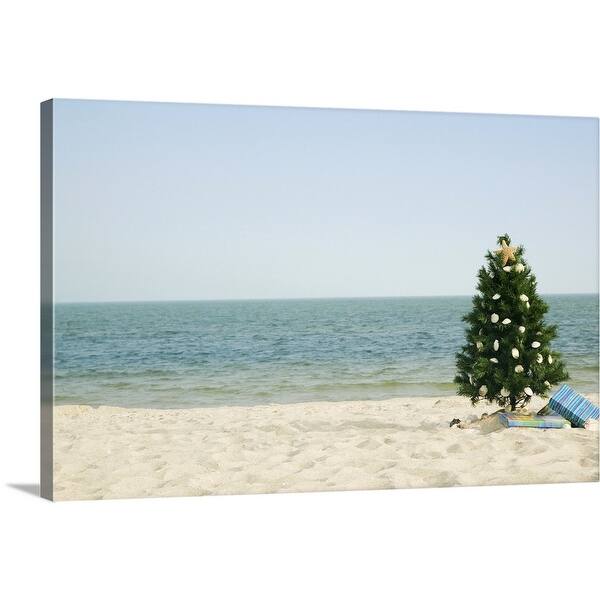 Shop Christmas Tree On Beach Canvas Wall Art Overstock 16480419