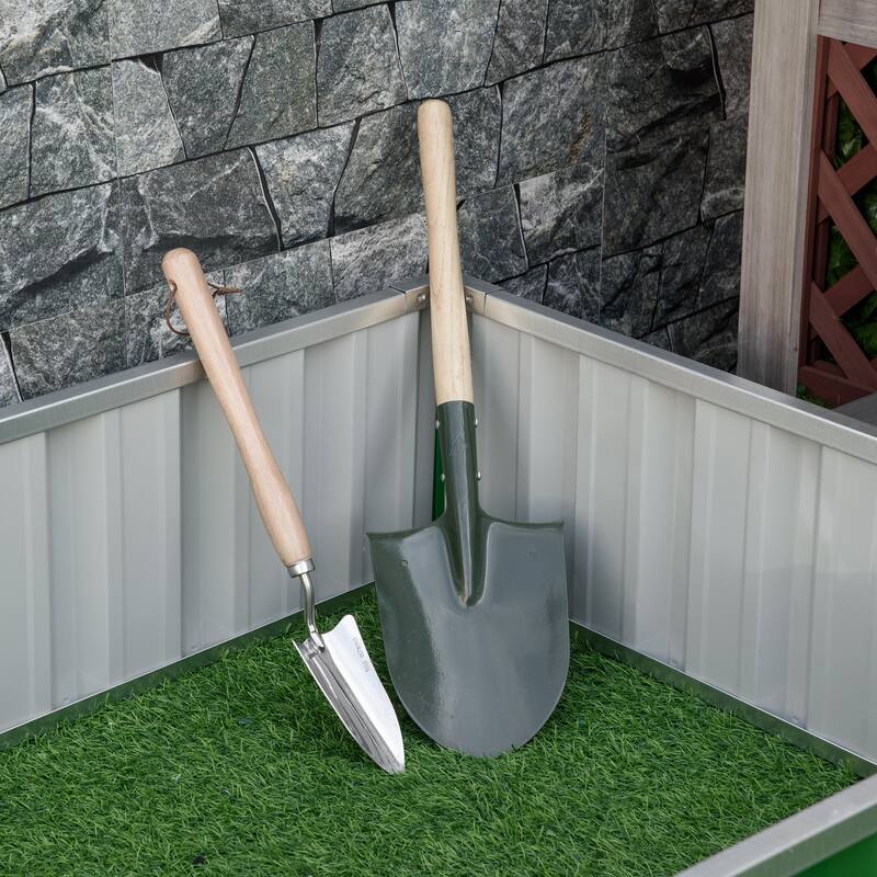 Outsunny 69'' x 36'' Metal Raised Garden Bed, DIY Large Steel Planter Box, No Bottom w/ A Pairs of Glove for Backyard