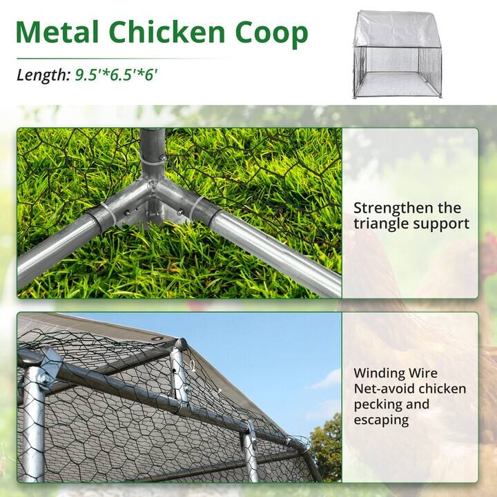 Waterproof Large Metal Chicken Coop for Outdoor Back Yard Farm