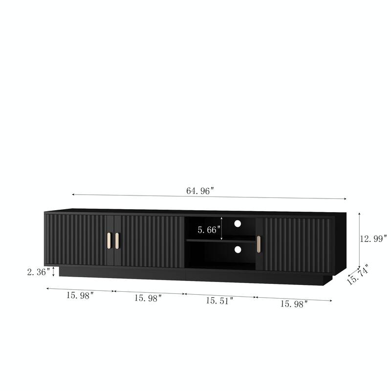 Mid-Century Modern TV Stand with LED Lights, Accommodates up to 80-Inch TV