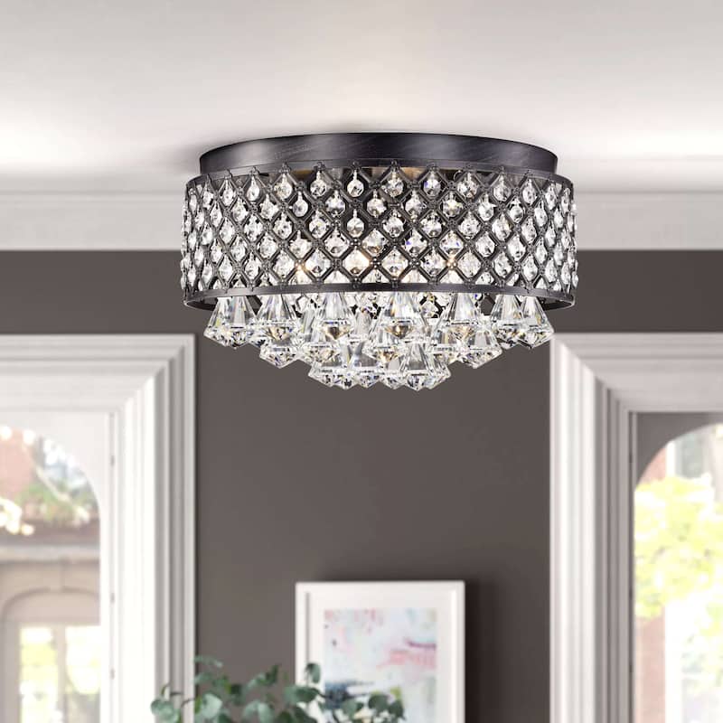 Silver Orchid Taylor 4-light Antique Black Flush Mount Chandelier