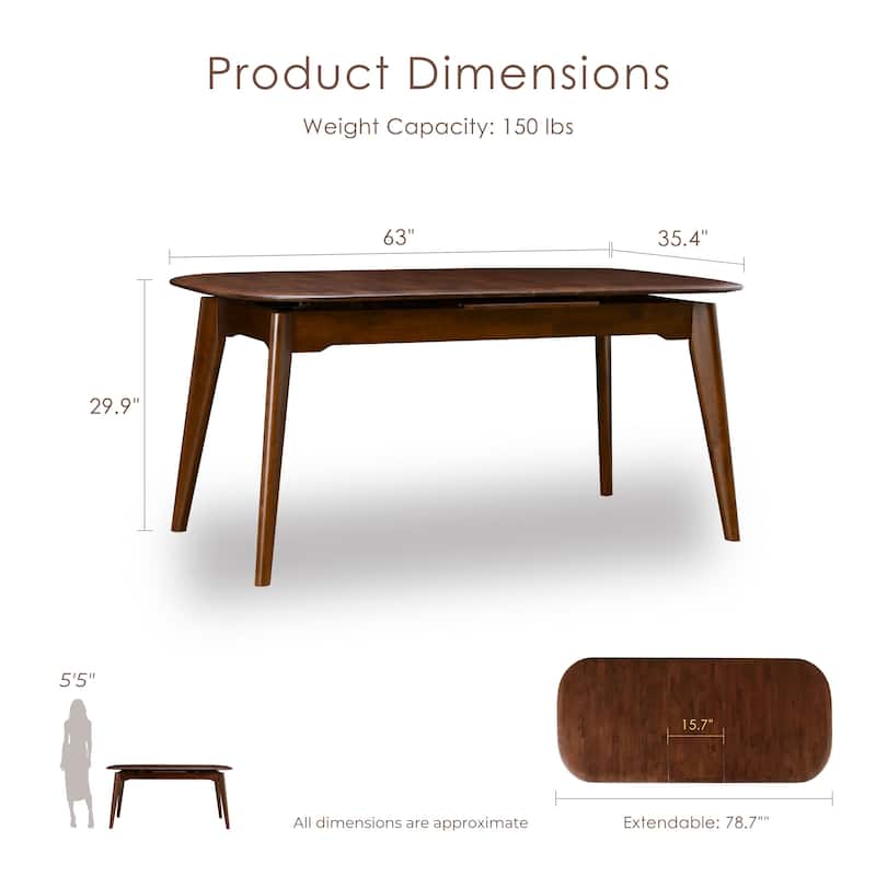 Furniture of America Abigail VII Mid-Century Modern Rich Walnut Extendable Self-Storing 79-inch Dining Table