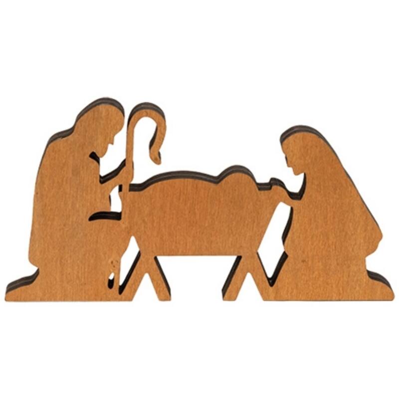 Set of 7 Natural Wood Silhouette Nativity - Approx. 4" H x 3-6" W x .5" D each