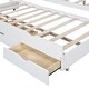 preview thumbnail 7 of 25, Full Size Wooden LED Platform Bed with Trundle & Storage Headboard with Drawers, White