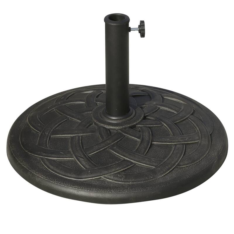 22in. 42 lbs. Round Resin Patio Umbrella Base Holder with Pattern and Easy Setup for 1.5, 1.89 in. Pole in Bronze - Bronze