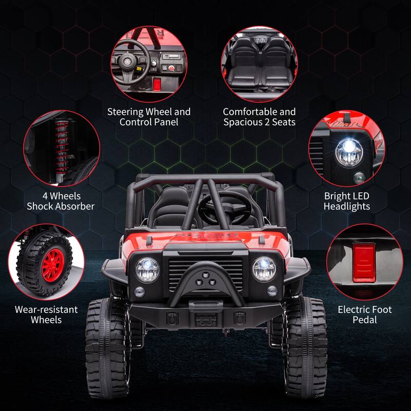 24V 2 Seater Kids Ride On Car Truck with Remote Control, Kids Electric Vehicle