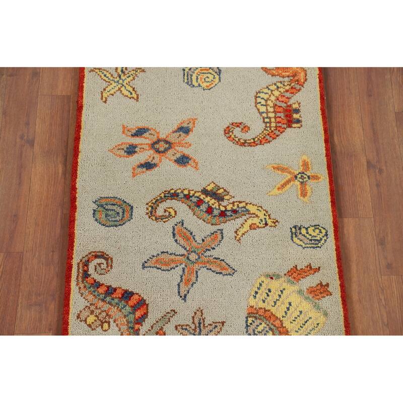 Animals Design Art Deco Accent Rug Handmade Wool Carpet - 2'0" x 3'0"