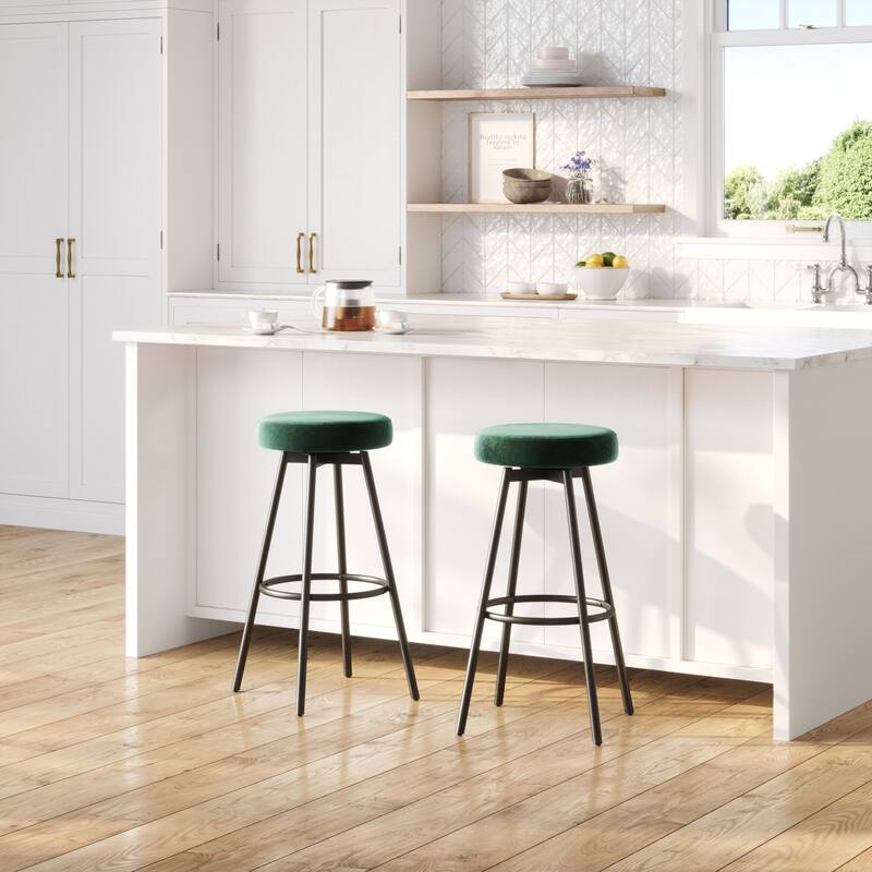 Middlebrook Designs Modern Faux Velvet Bar Stool (Set of 2)