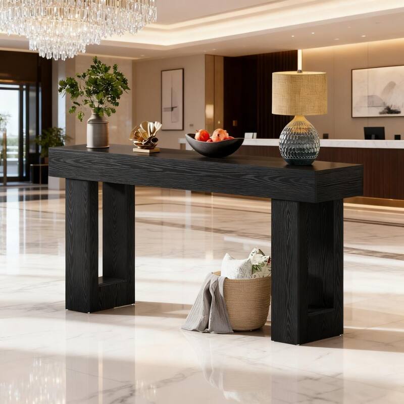 Anmytek Farmhouse Console Table,Wooden Rectangular Sofa Table Behind Couch for Entrance