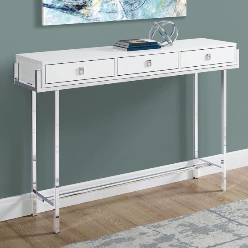 Modern 48-Inch Console Table with Rectangular Top and Metal Frame 3 Drawers for Living Room Decor - 48”L x 12”W x 31.75”H