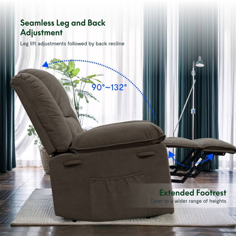 FlexiSpot Massage&Heat Power Lift Recliner Chair for Elderly with 2 Side Pockets,Extended Footrest