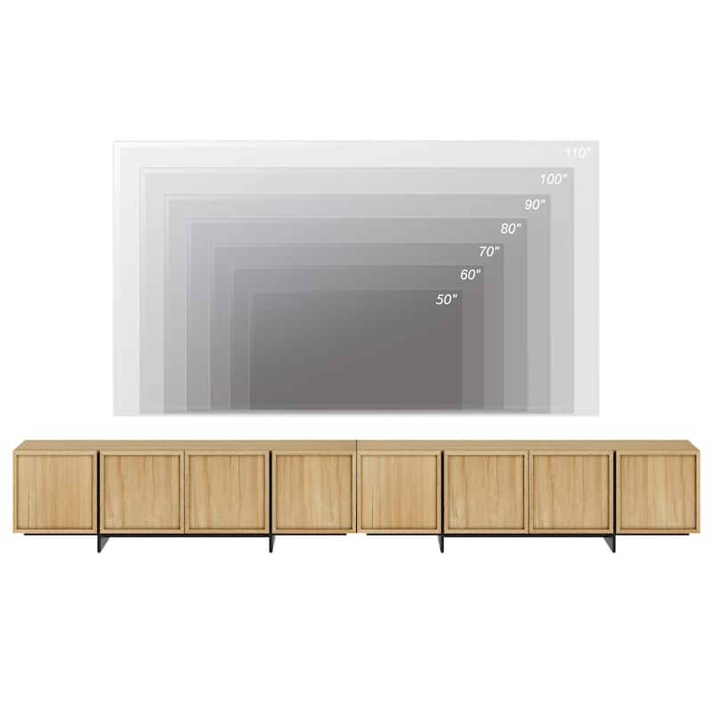 WAMPAT TV Stand with T-Shaped Legs, Modern Entertainment Center with 4 Storage Cabinets, Media Console TV Table for Living Room