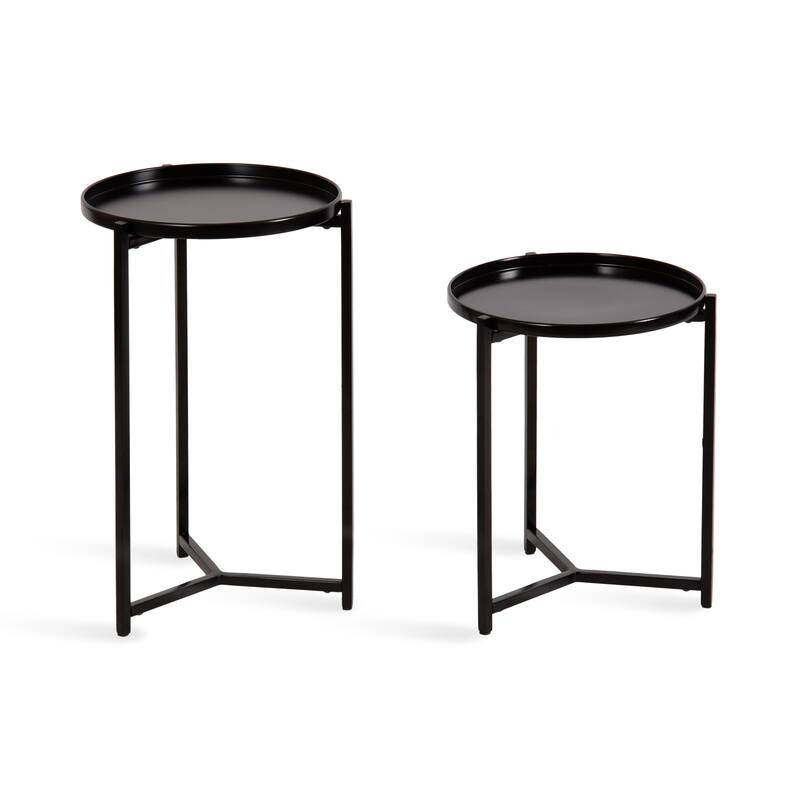 Kate and Laurel Aguilar Table Set - 2 Piece - Black