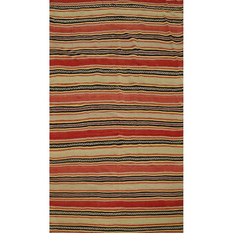 Hand Woven Oriental 100% Wool Carpet Southwestern Tribal Multi-Colored Kilim Area Rug - 8' 8'' X 5' 3''