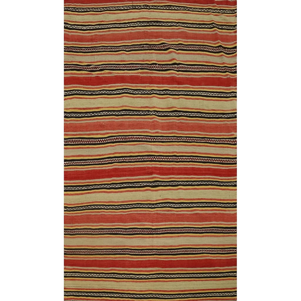 Hand Woven Oriental 100% Wool Carpet Southwestern Tribal Multi-Colored Kilim Area Rug - 8' 8'' X 5' 3''