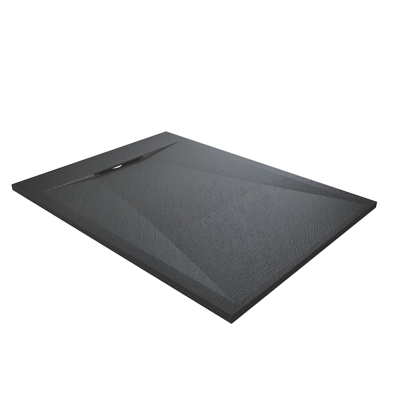 SMC Alcove Shower Pan Base with Reversible Drain, Low Profile, Wheelchair Access, Slip-Resistant, cUPC Certified - Black - 48' x 36"