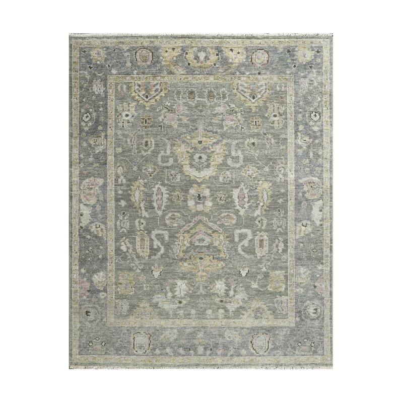 LoomBloom Multi Size Moss Handmade Traditional Oushak Wool Area Rug