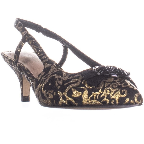 black pointed toe slingback heels