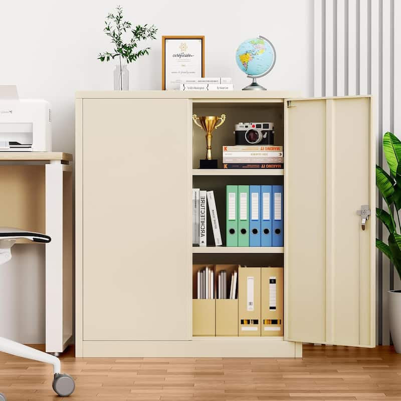 36 inch Metal Office File Storage Cabinet Locker with Locking Doors and Adjustable Shelves for Home Office, Garage, Pantry