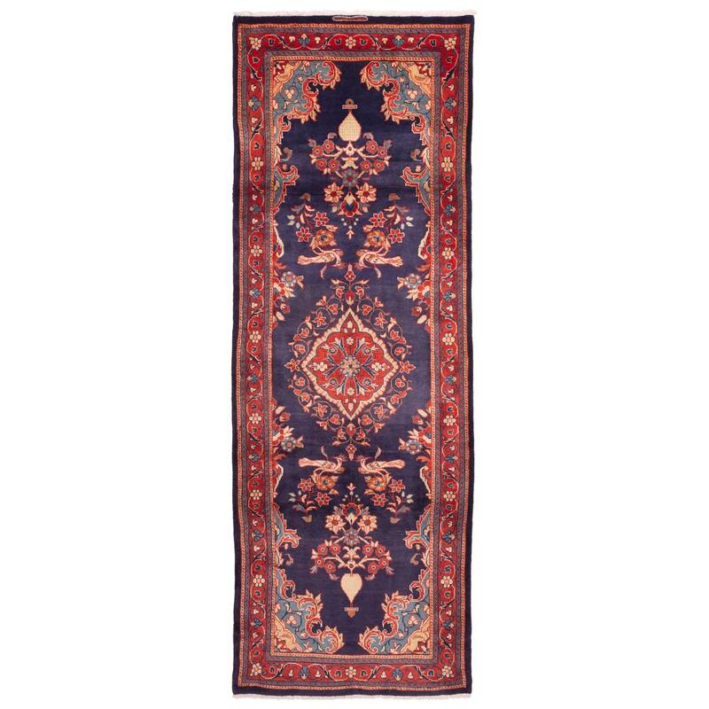 ECARPETGALLERY Hand-knotted Anatolian Vintage Navy Wool Rug - 3'7 x 10'4