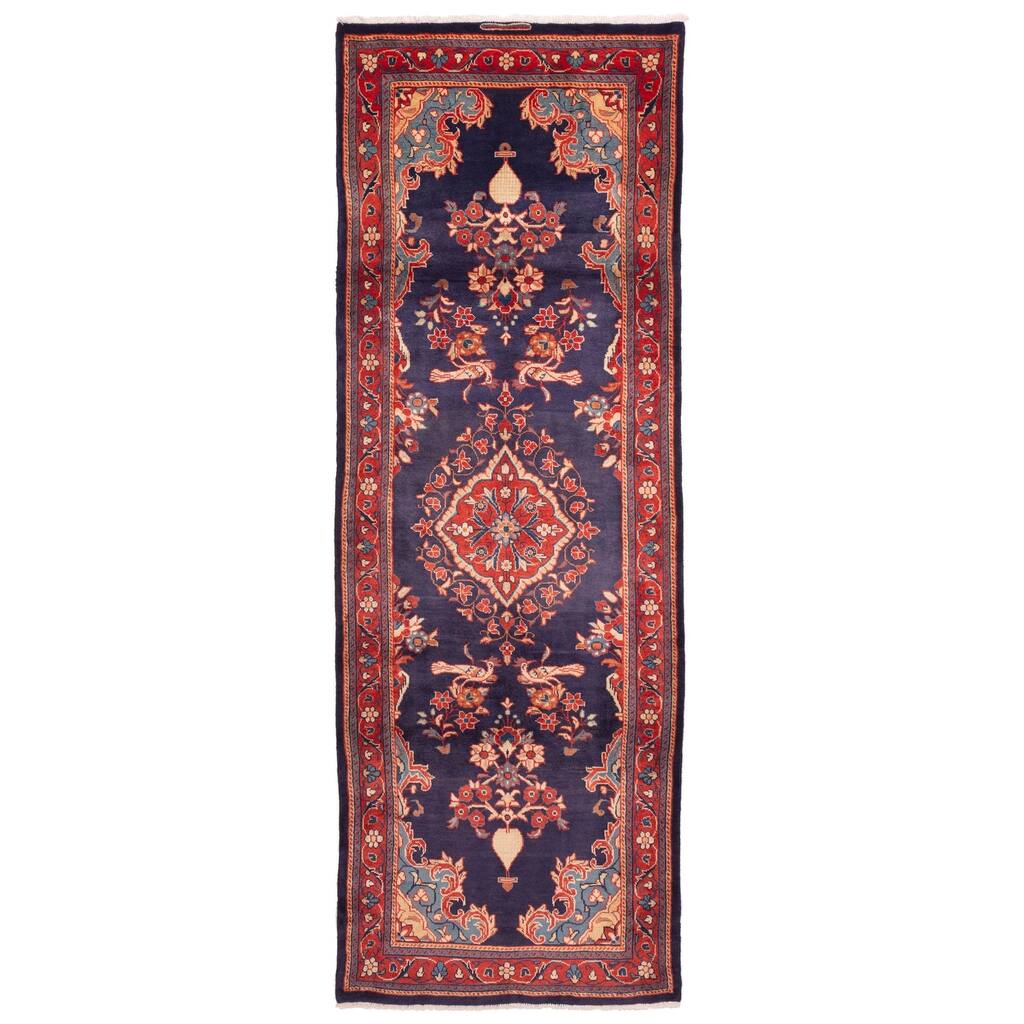 ECARPETGALLERY Hand-knotted Anatolian Vintage Navy Wool Rug - 3'7 x 10'4