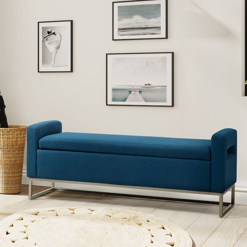Diana Modern Upholstered Filp-Top Storage Bench with Sturdy Metal Legs