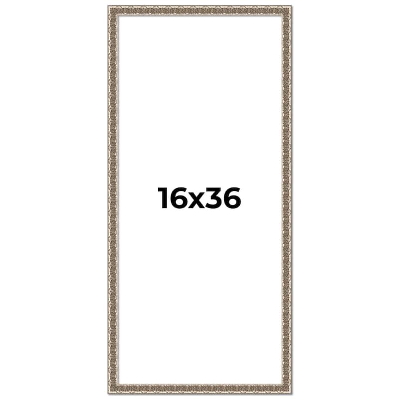16x36 Frame Silver Versailles Ornate Solid Wood Picture Frame | 1 Inch