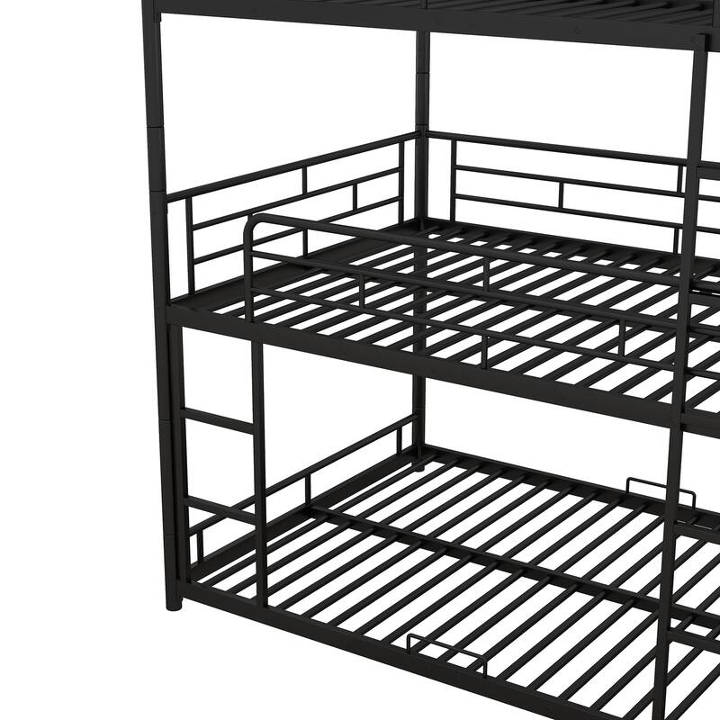 Metal Triple Bunk Bed for 3 Kids, Convertible into Platform Bedframe