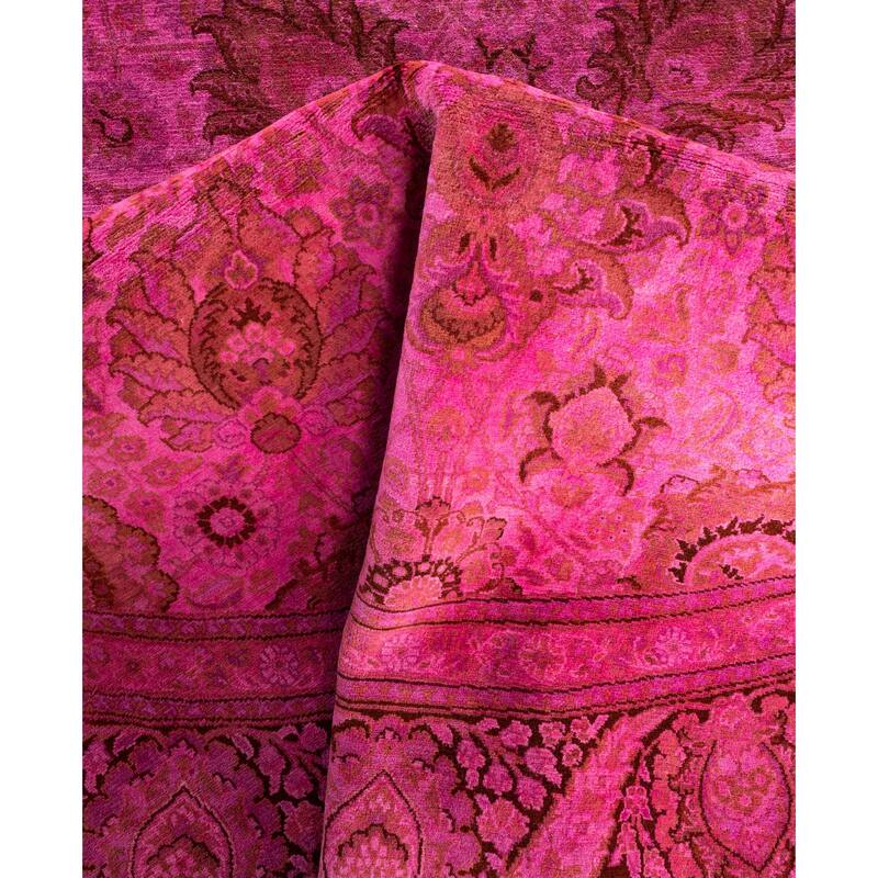 Overdyed One-of-a-Kind Hand-Knotted Round Area Rug - Pink - 7' 1" x 7' 1"