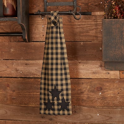 Black Star Button Loop Kitchen Towel - Kitchen Towel 6.5x18