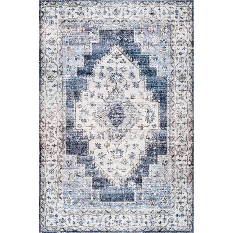 Nuloom Noemie SplashGuard Vintage Medallion Machine Washable Area Rug