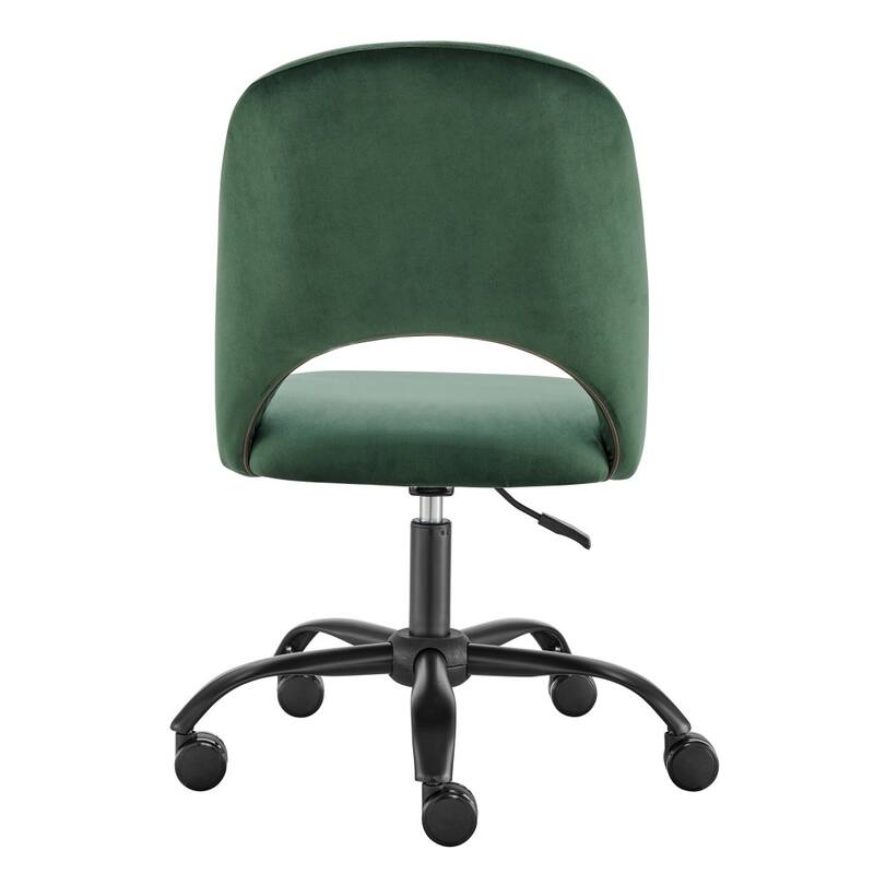 Green and Black Steel and Velvet Adjustable Swivel Rolling Conference Office Chair - 20.08' X '37.6' X '23.82