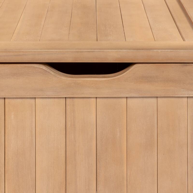 happimess Sophie 48" Traditional Farmhouse Lift-Top Acacia Wood Storage & Entry Bench, Light Teak Matte Finish