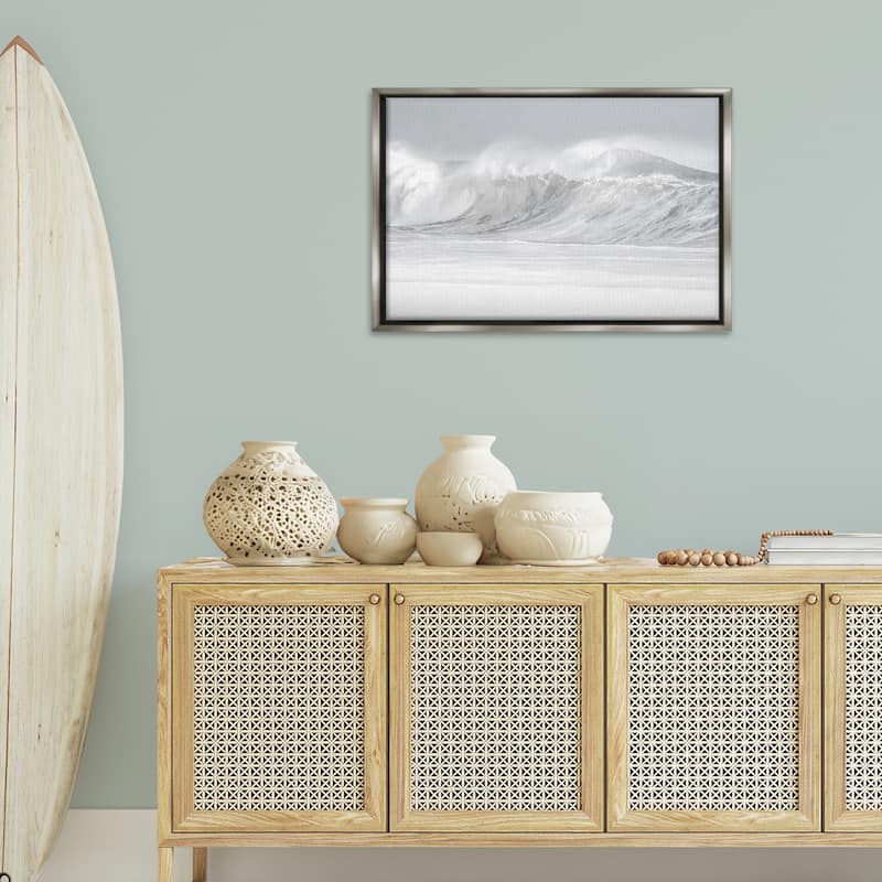 Stupell Cresting Beach Wave Framed Floater Canvas Wall Art Design By Maggie Olsen