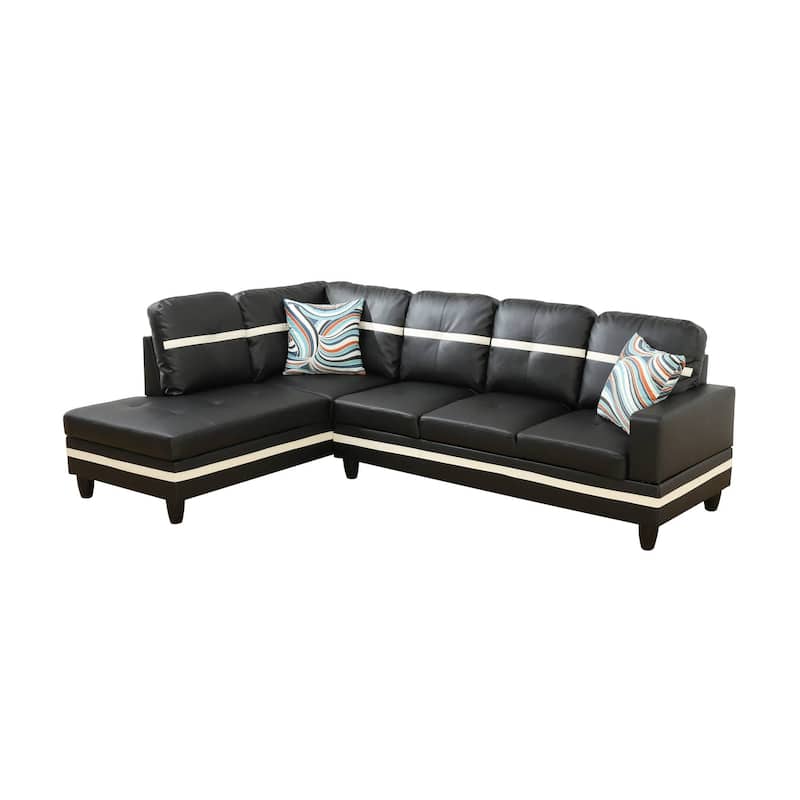 Black And White Semi PU Synthetic Leather 3-Piece Couch Living Room Sofa Set