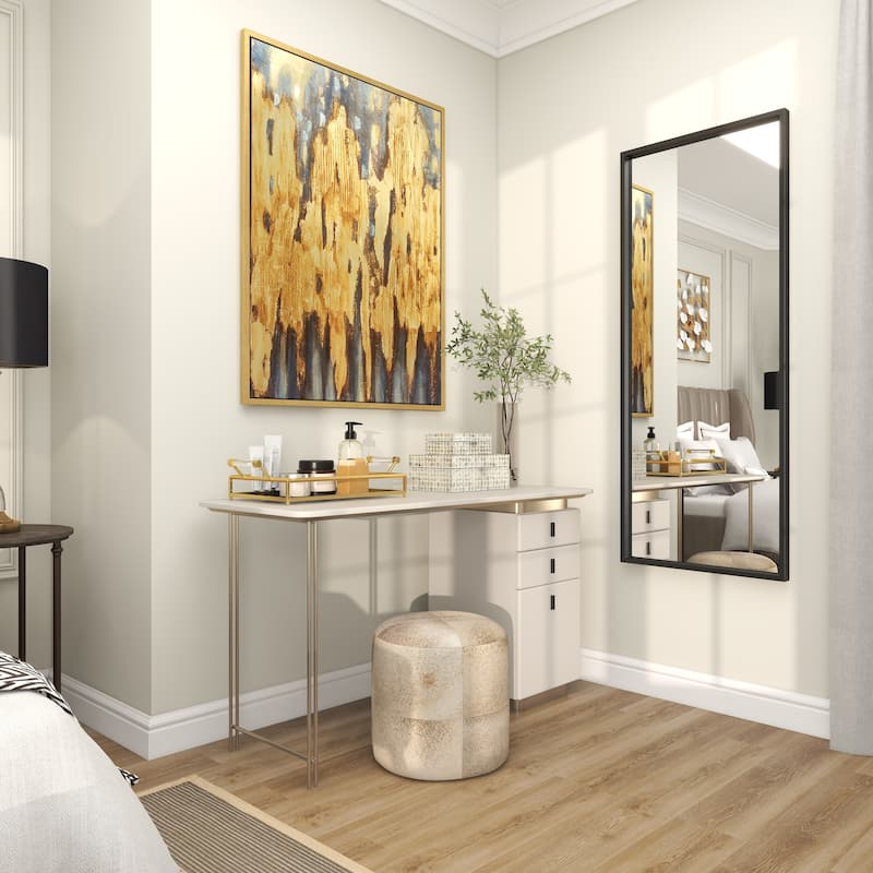 Black Metal Tall Room Floor Mirror