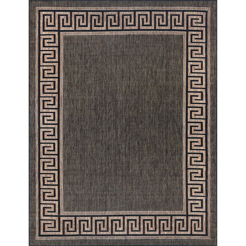Exo Coastal Border Indoor/Outdoor Area Rug - 7'10'' x 10'2'' - Black/Gold